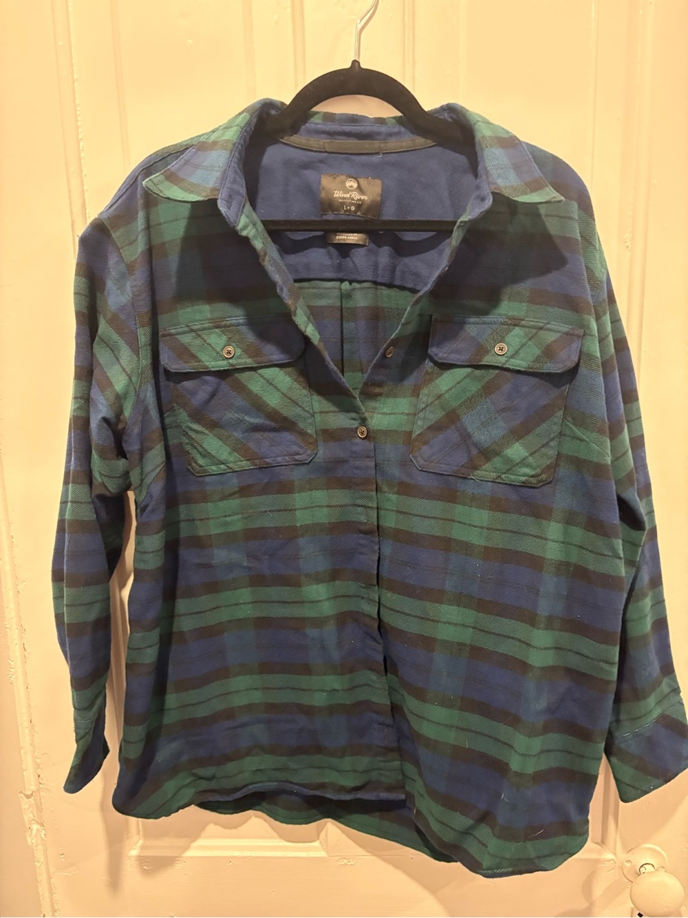 Men's Green & Blue Plaid Casual Button-Down Shirt